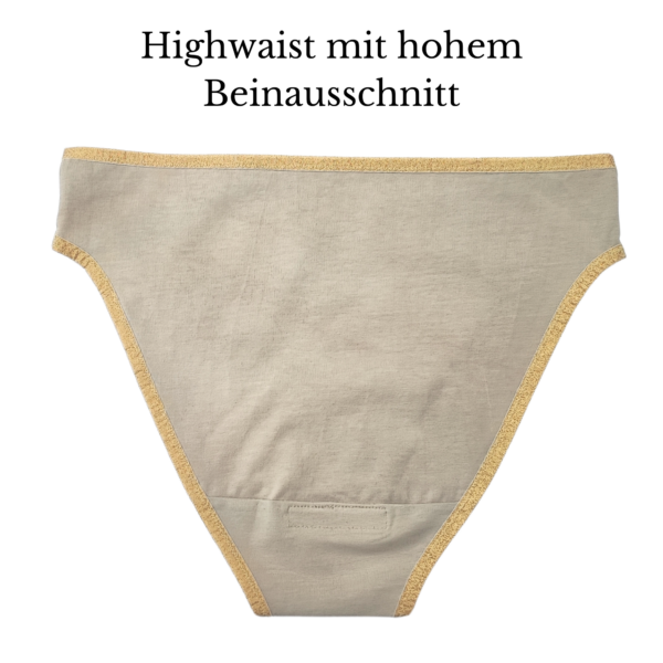 Highwaist mit hohem Bein in Steingrau - von hinten