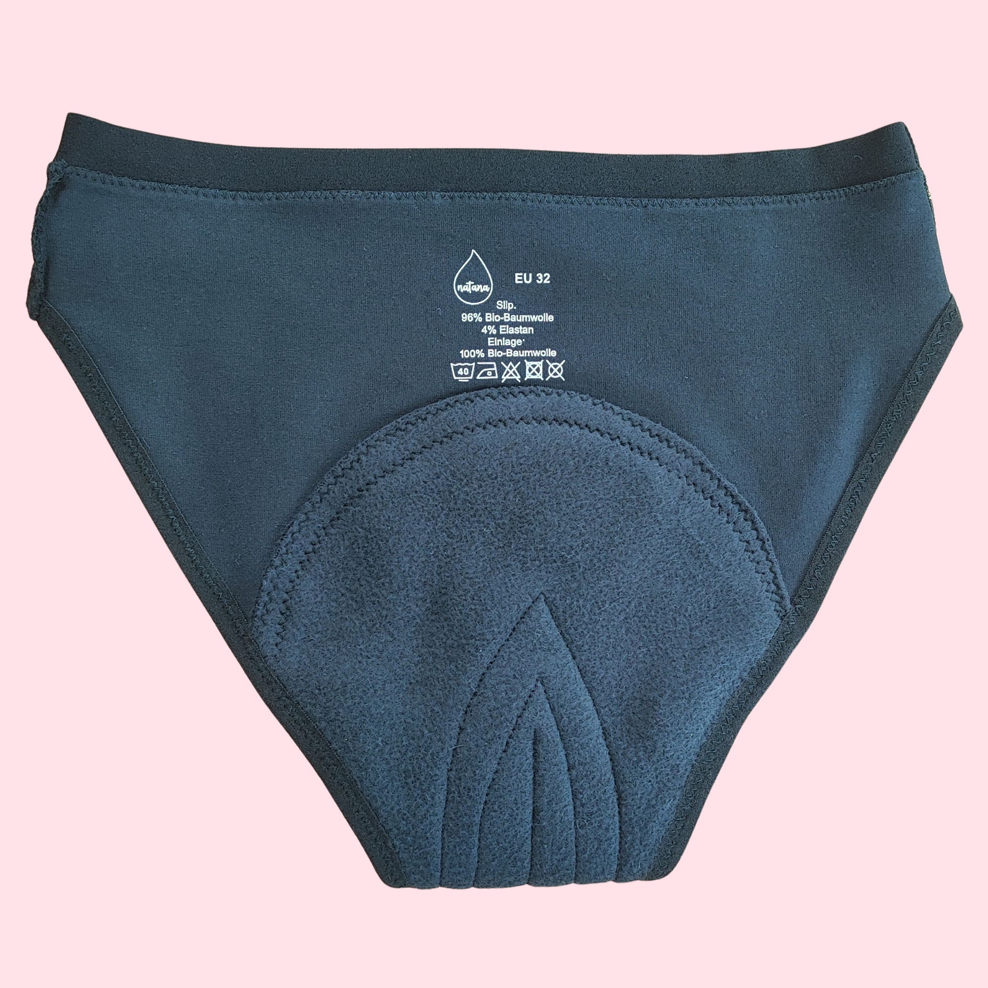 Periodenslip mit langer integrierter Einlage von innen und hinten