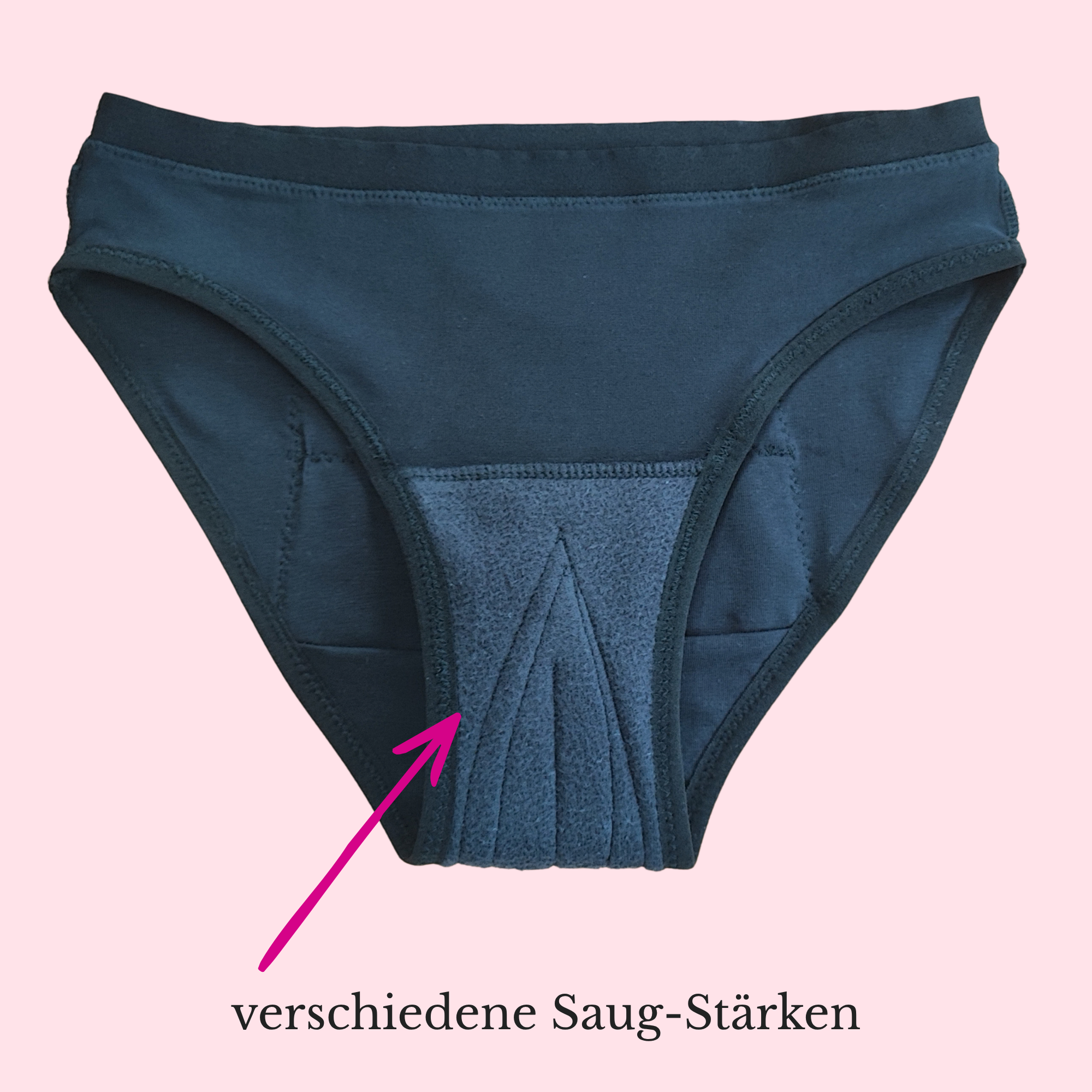 Periodenslip für die Nacht mit sehr starker Blutung - Innenansicht von vorne