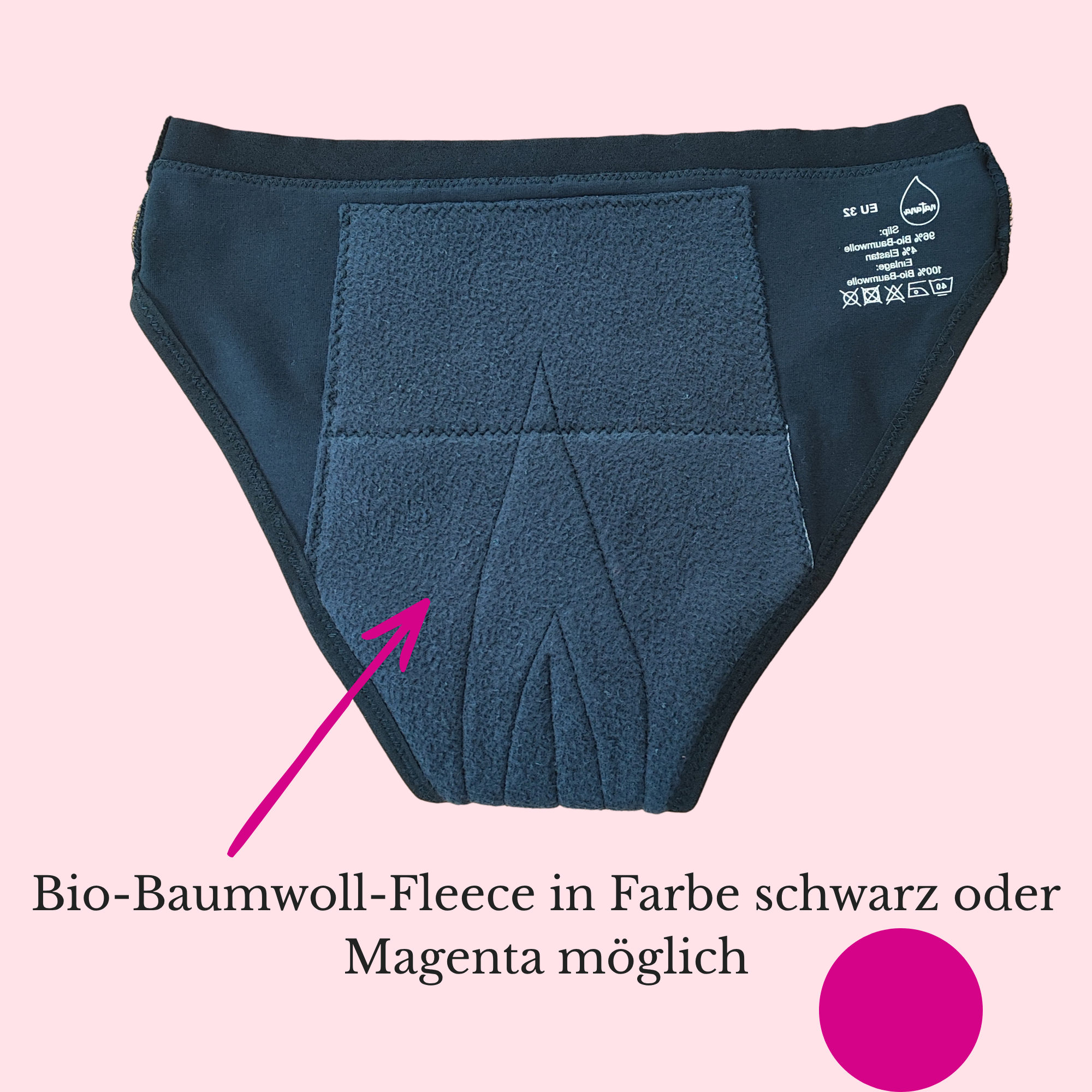 Periodenslip für die Nacht mit sehr starker Blutung - Innenansicht von hinten